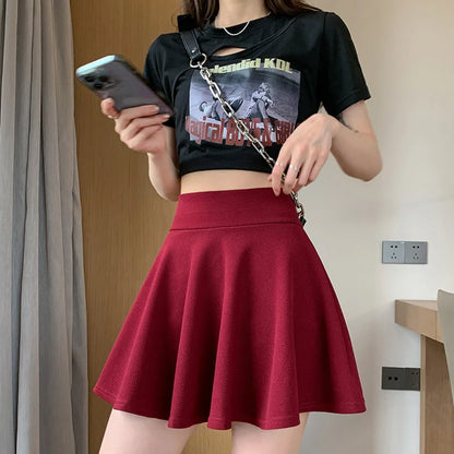 Women's Soft Black Flare Bubble Short Skirt