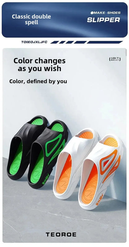 Lässige Slipper mit dicker Sohle für den Innen- und Außenbereich