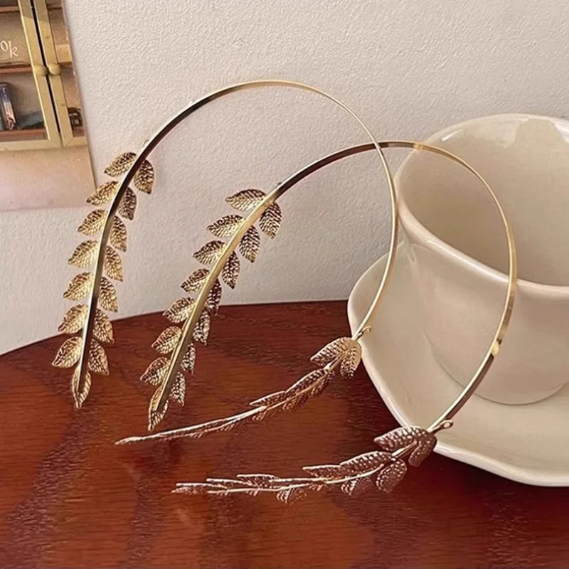 Boho-Brauthaarband mit Blätterzweigen für Damen