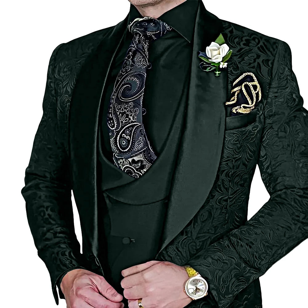 High-Quality Jacquard Men's 3-Piece Suit Set