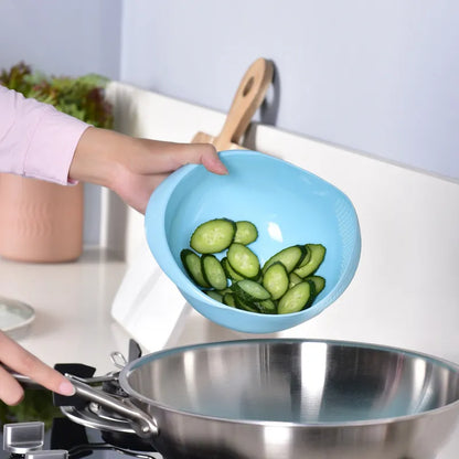 Plastic Rice Sieve Colander with Handles - Kitchen Drain Basket