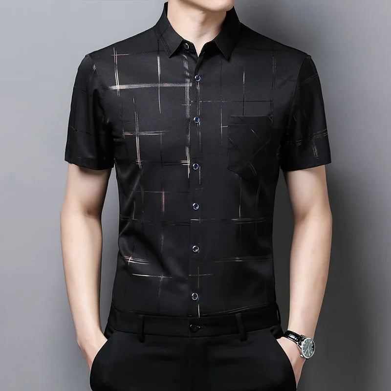 Men's Short Sleeve No Iron Wrinkle Resistant Shirt