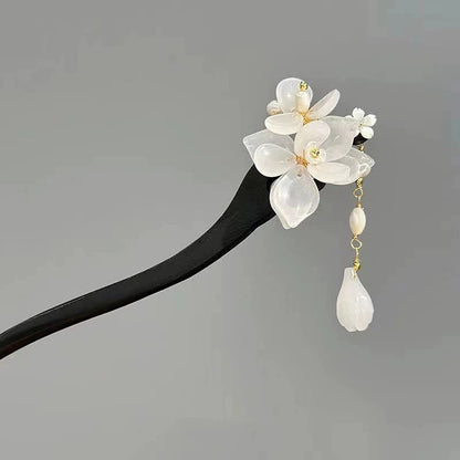 Haarspange mit Rosen und Schmetterlingen, goldfarbene Quaste