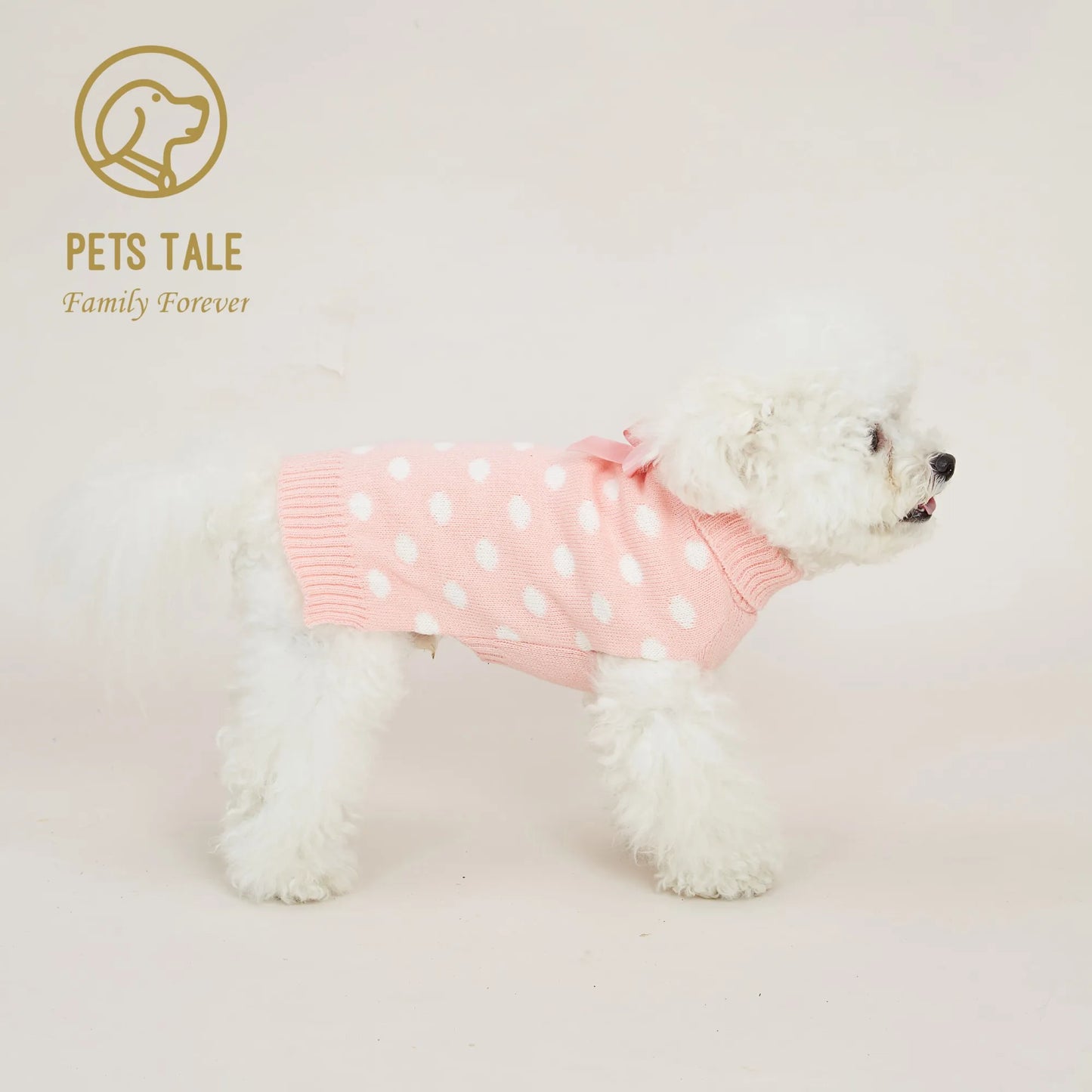 Pets Double Collar Hole-Chain Pink Sweater