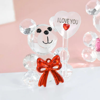 Valentinstag Geschenk Kristallbär Glasrose Künstliche Blume - Schönes Tierornament