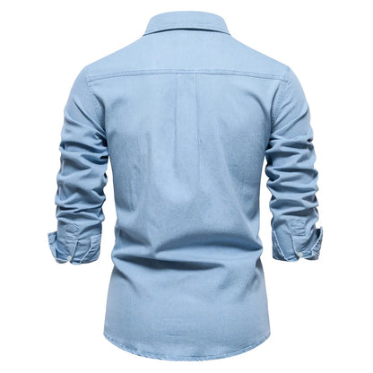 Double Pockets Slim Jeans Shirts for Men