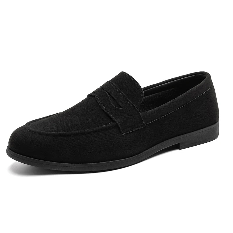 Mocassins Penny classiques - Chaussures décontractées en daim souple à enfiler en cuir pour hommes