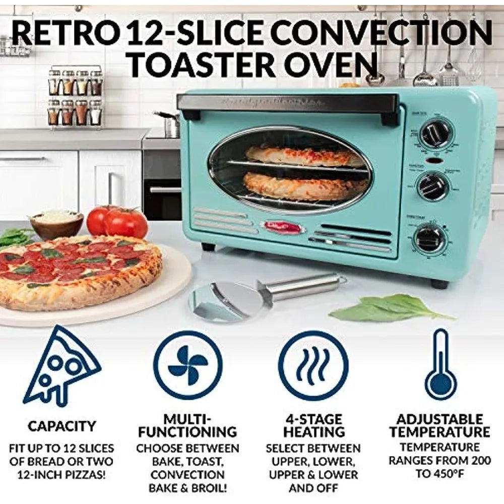 Retro 12-Slice Convection Toaster Oven-Timer Excellence