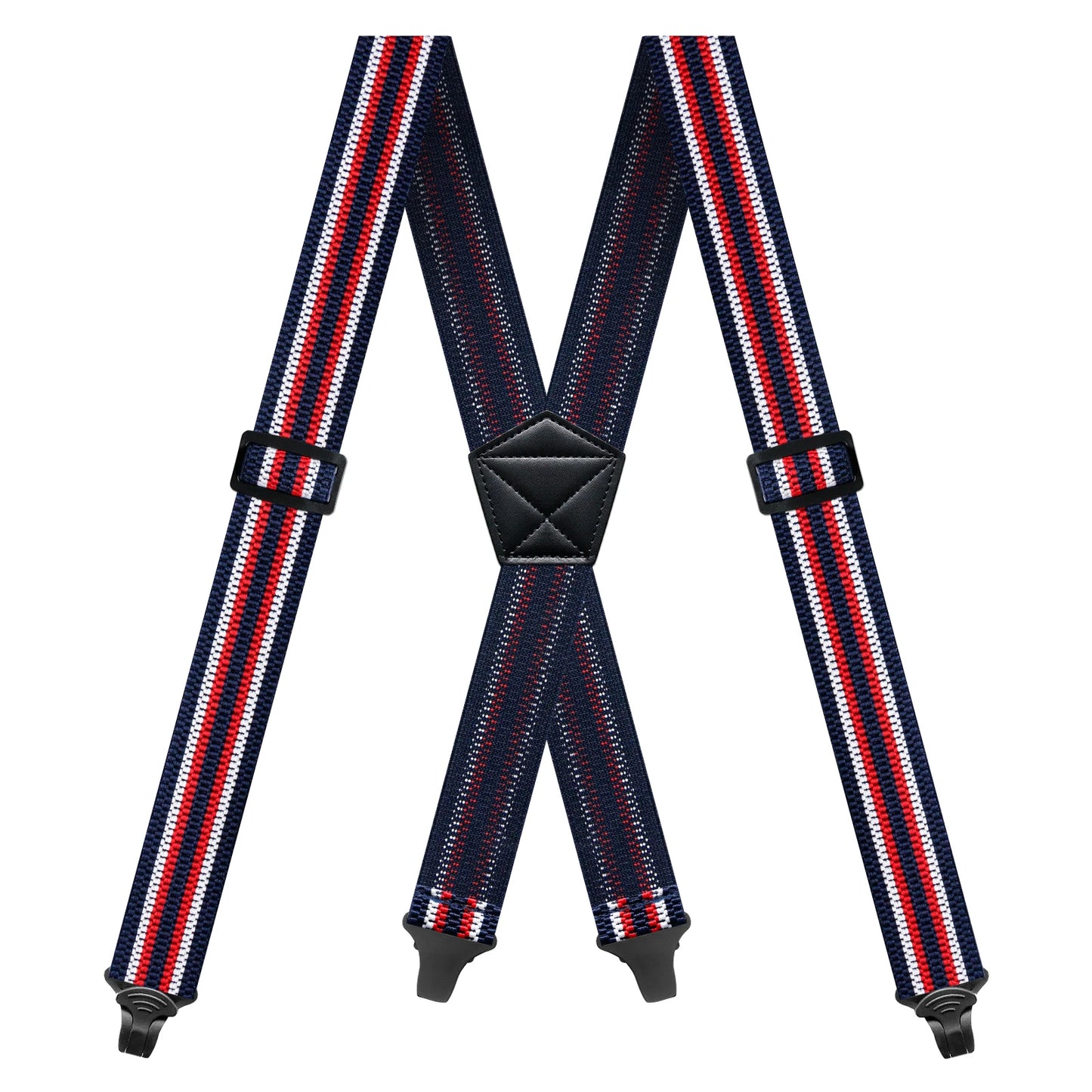 Heavy Duty Men’s Suspenders 3.8cm Wide X-Back Work Braces with 4 Strong Plastic Gripper Clasps – Adjustable Elastic Trouser Suspenders
