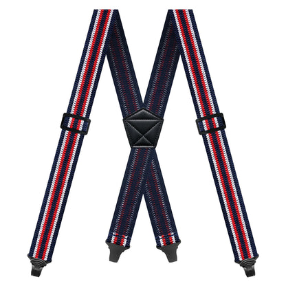 Heavy Duty Men’s Suspenders 3.8cm Wide X-Back Work Braces with 4 Strong Plastic Gripper Clasps – Adjustable Elastic Trouser Suspenders