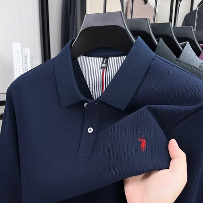 Herren-Polohemd aus reiner Baumwolle mit langen Ärmeln