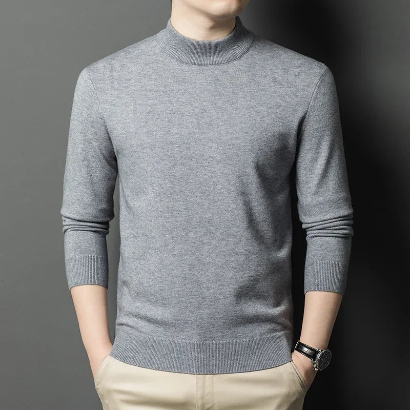 Knitwear Sweater Autumn/Winter Mock Neck  Pullovers Casual Mens Clothing