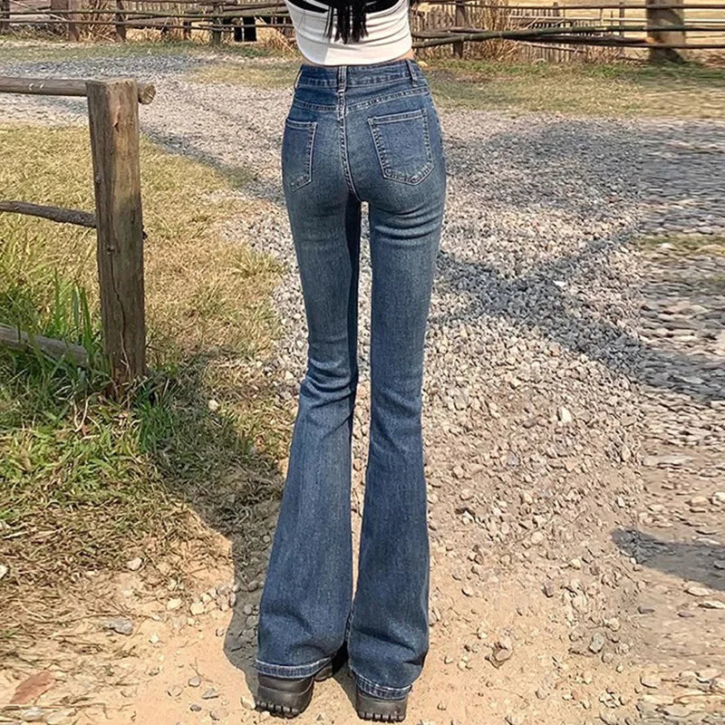 Jean slim évasé en denim High Street pour femme