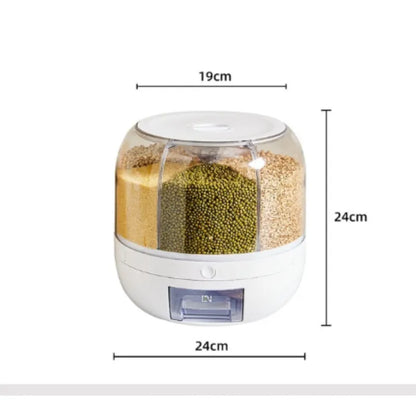 360° Rotating Sealed Rice Dispenser, Moisture-Proof Kitchen Storage