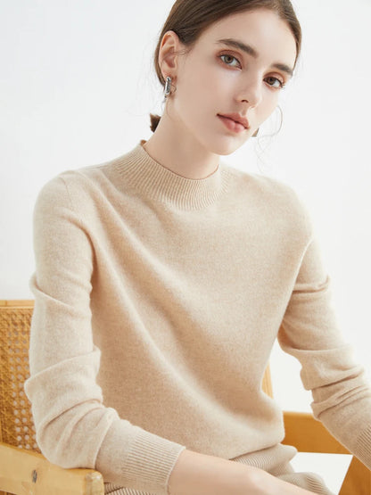 Women's Pure Woolen Slim Knitted Cashmere Sweater