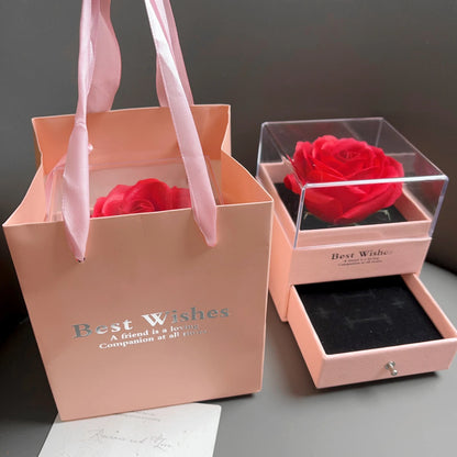 Geschenkbox zum Valentinstag, funkelnde Herz-Liebeskette mit luxuriösen Rosen-Geschenkboxen