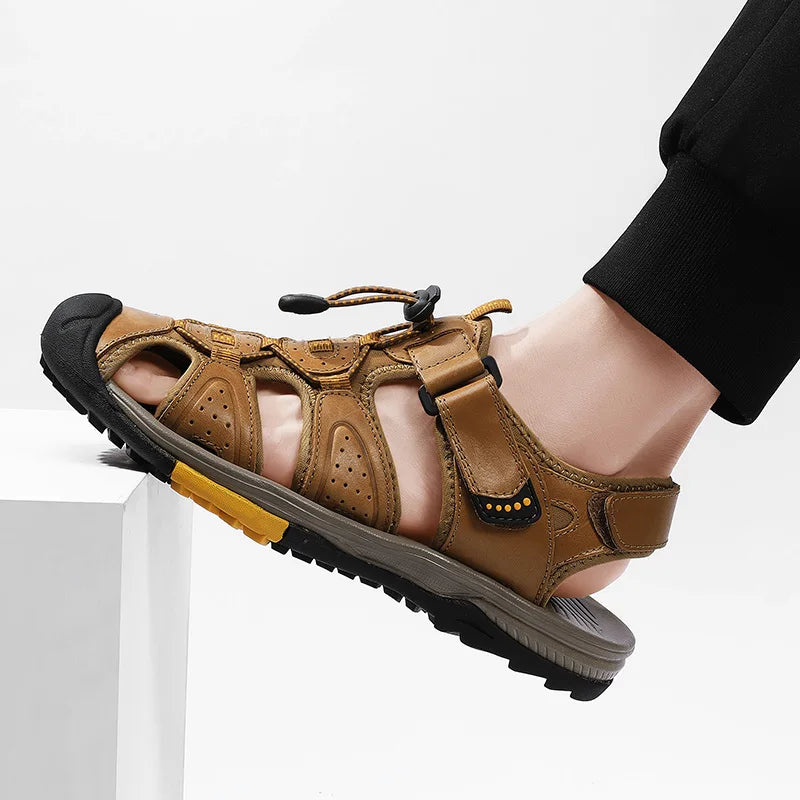 Herren Sommer Outdoor Leder Strand Römer Sandalen