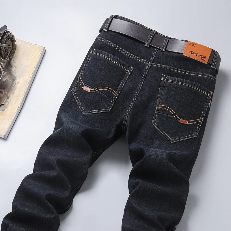 Men's Plush Thickened Denim Jeans