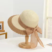 Boho Chic Straw Sun Hat With Bow Visor For Women