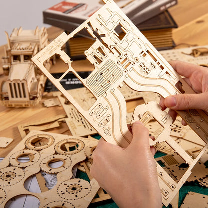 3D-Holzpuzzle für Kinder, beweglicher LKW-Kran