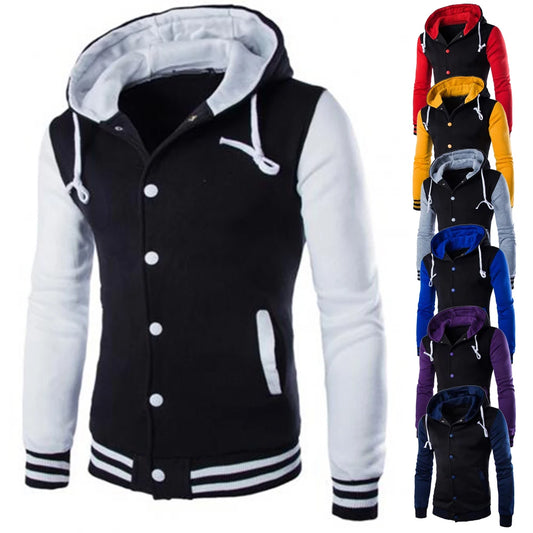 Men's Slim Fit Baseball Hoodie Jacket