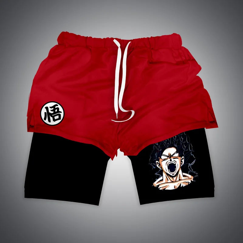 Gym-Shorts mit Dragon Ball &amp; One Piece-Anime-Print