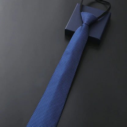 8 cm lange, vorgebundene, gestreifte Krawatte mit Reißverschluss