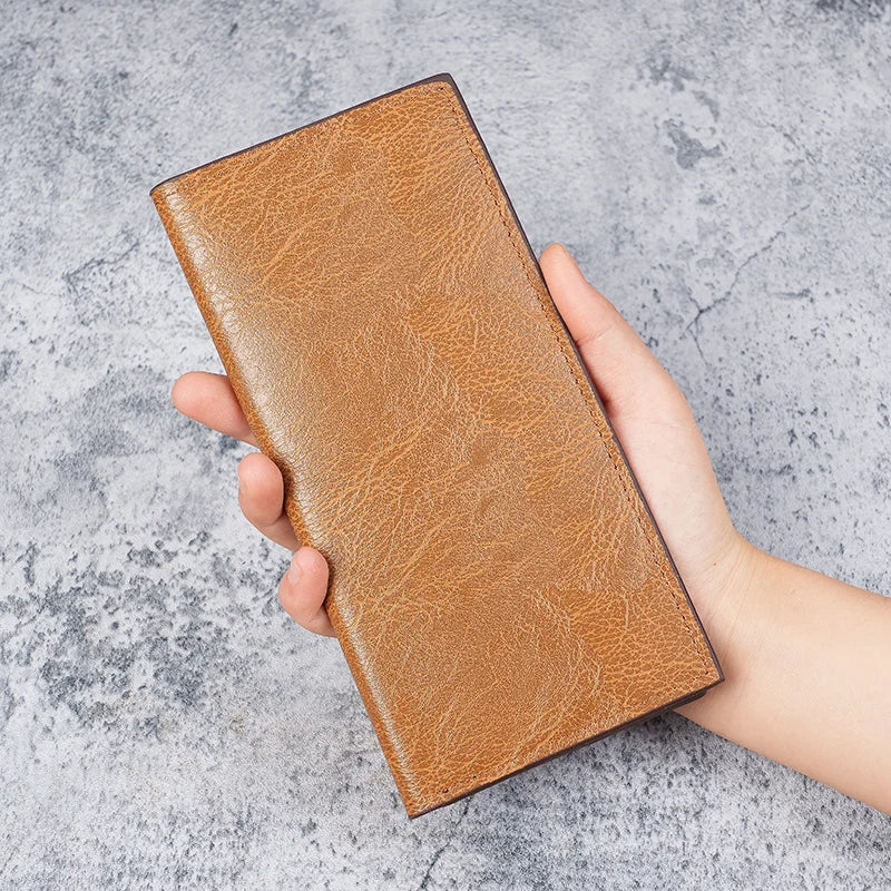 Portefeuille long en cuir souple ultra-fin pour hommes