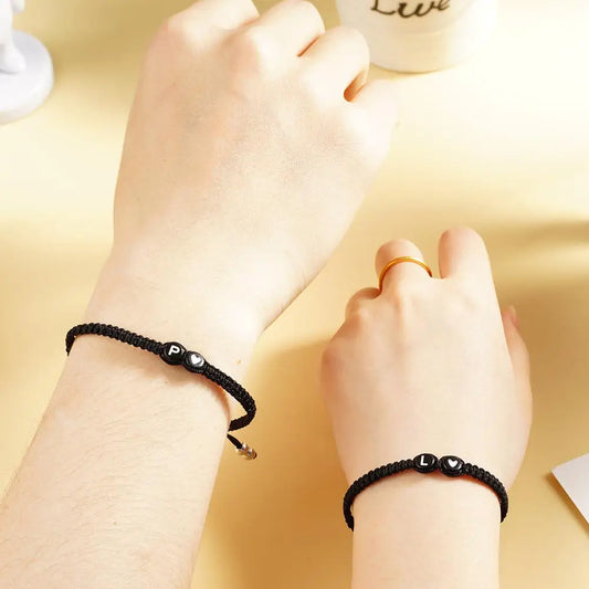 Personalized A‑Z Initial Heart Bracelet – Handmade Adjustable Braided Name Bracelet