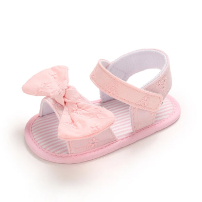 Baby Mädchen Sandalen mit Schleife, atmungsaktiv, flach, Prinzessin, weiche Sohle
