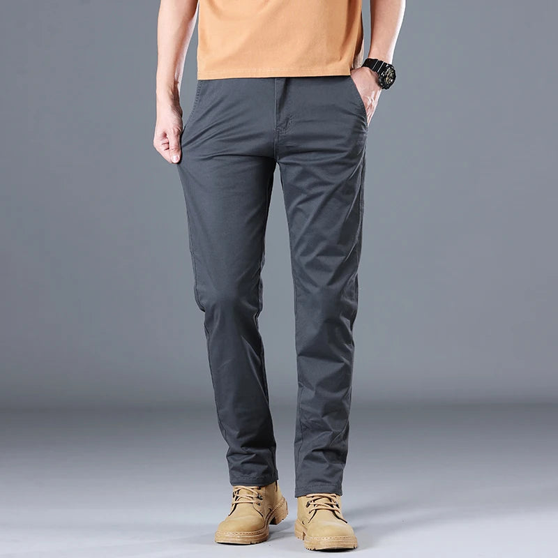 Men's Stretch Cotton Straight Cargo Formal Pants