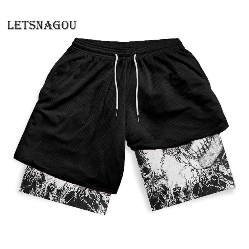 Short de sport 2 en 1 à imprimé Berserk pour homme