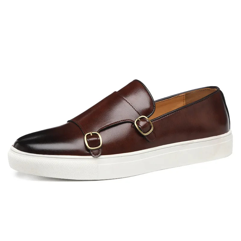 Modische, lässige Leder-Loafer für Herren – Slip-On-Flats im britischen Stil