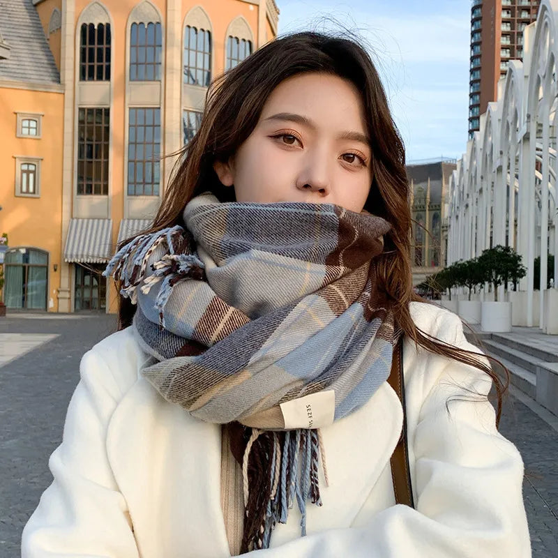 Korean Warm British Checker Winter Scarf