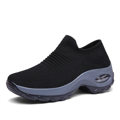 Damen-Wanderschuhe – Atmungsaktive Flyknit-Socken-Sneaker, leichte Slipper