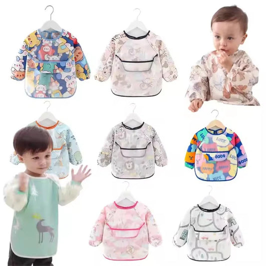 Tablier imperméable à manches longues, bavoirs pour bébé