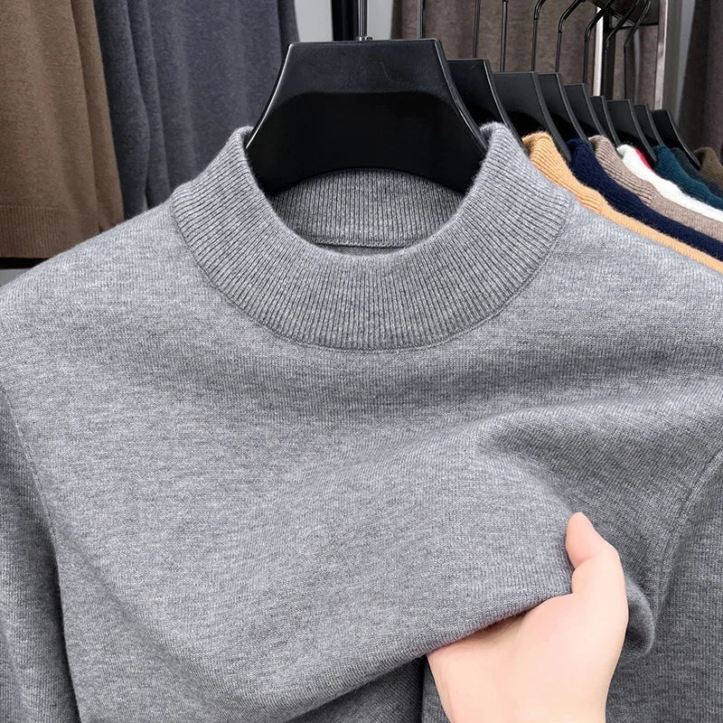 Knitwear Sweater Autumn/Winter Mock Neck  Pullovers Casual Mens Clothing