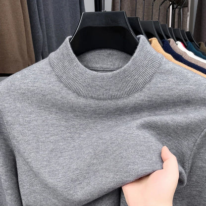 Knitwear Sweater Autumn/Winter Mock Neck  Pullovers Casual Mens Clothing