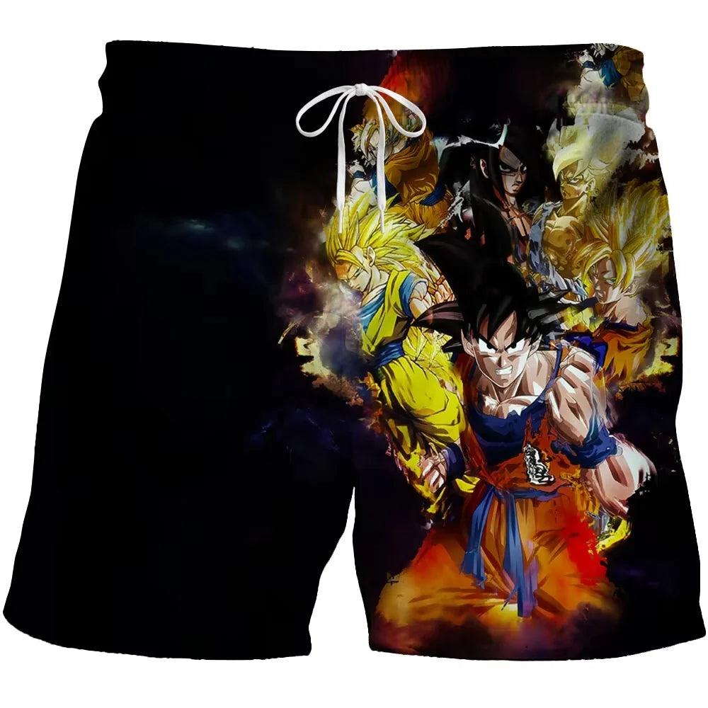 Anime-Shorts für Herren mit Schwert- und Windlegendenmotiv – Doppellagig, schnelltrocknend und atmungsaktiv
