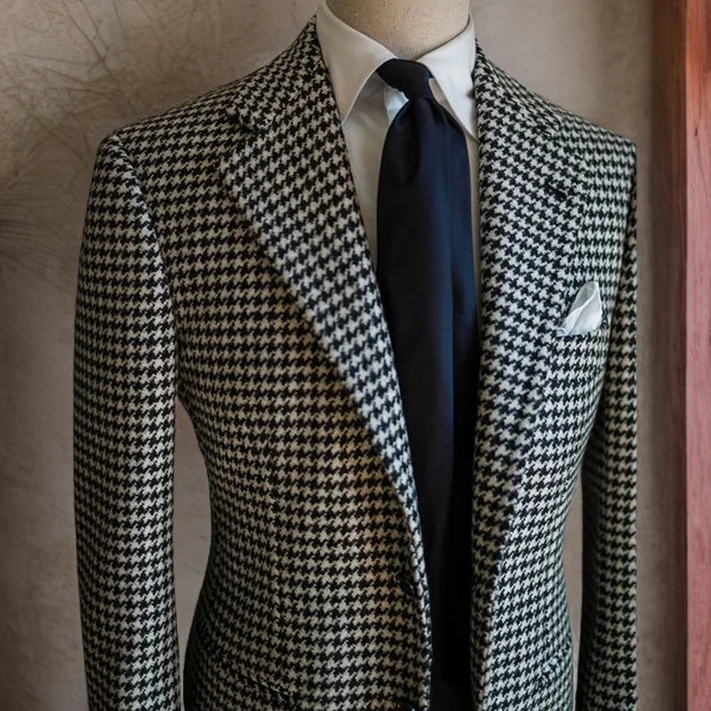 Houndstooth Business Blazer - Plaid Suit Jacket