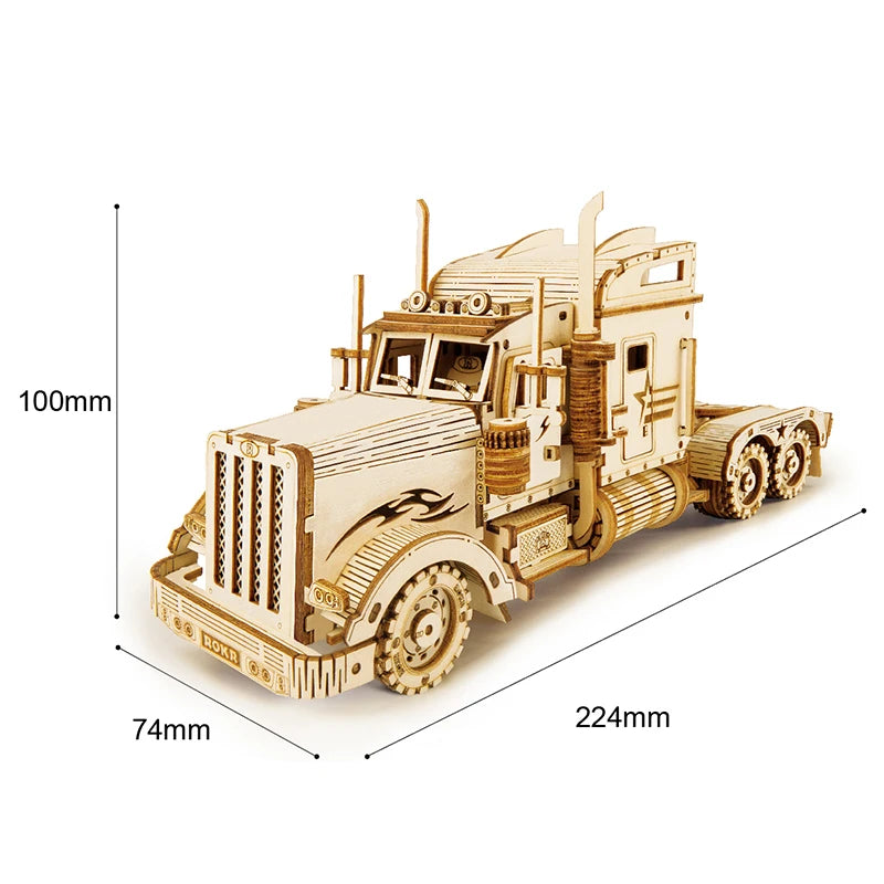 3D-Holzpuzzle für Kinder, beweglicher LKW-Kran