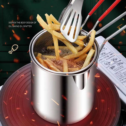 304 Stainless Steel Deep Fryer Pot, Strainer – Perfect for Tempura, Chicken