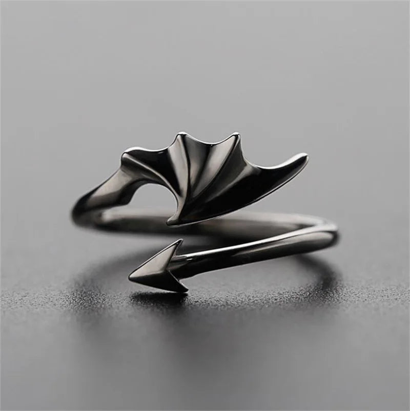 Unisex Angel & Demon Wings Gothic Ring—Punk Open Adjustable Handmade Ring