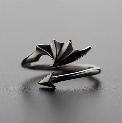 Unisex Angel & Demon Wings Gothic Ring—Punk Open Adjustable Handmade Ring