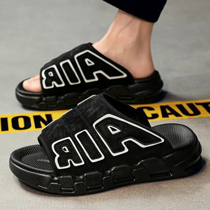Platform Slides Cool Black Slide Cartoon Pattern Slippers