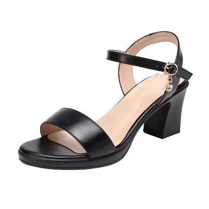 Women's Gold Thick Sole High Heels Shoes