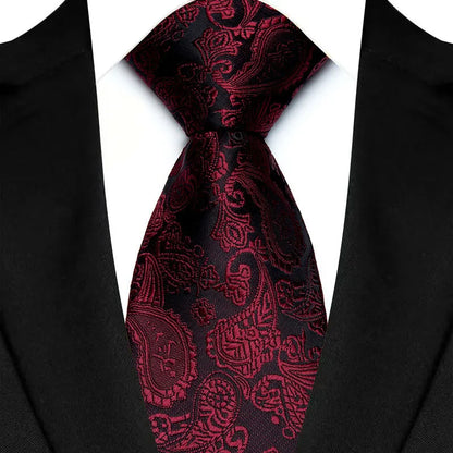 Men's Burgundy Plaid Silk Wedding Tie Set