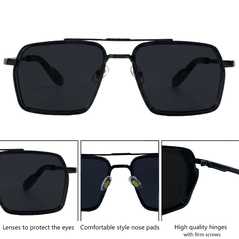 Men's Oversized Steampunk Square Sunglasses