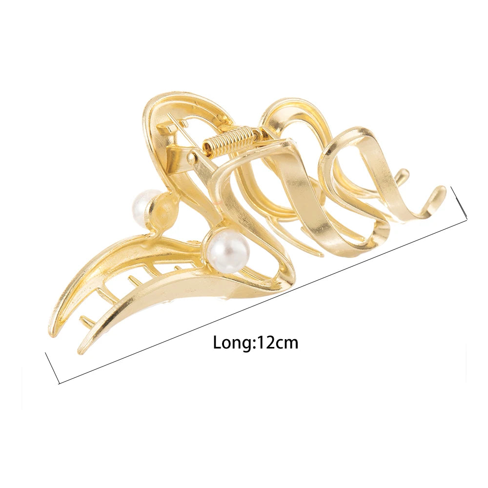 Irregular Metal Pearl Hair Claw Clips for Women – Alloy Barrettes