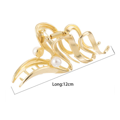Irregular Metal Pearl Hair Claw Clips for Women – Alloy Barrettes